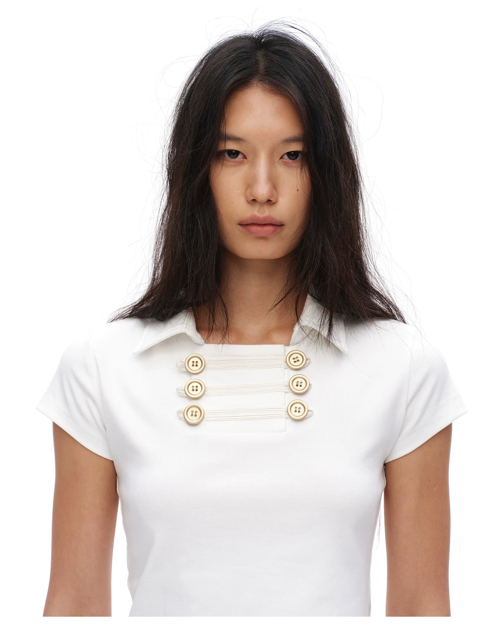 Oinimi Double Breasted Lapel Slim Tee