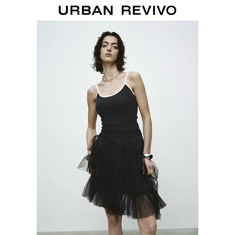 URBAN REVIVO Contrasting Splicing Slim Skinny Vest