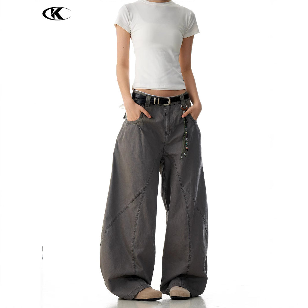 11KN Retro Scimitar Wide-leg Cargo Pants