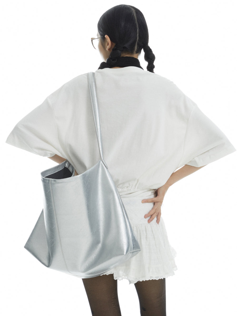 DirtySix Jill COW Split Leather big pocket cowhide soft oversize lazy wind messenger bag