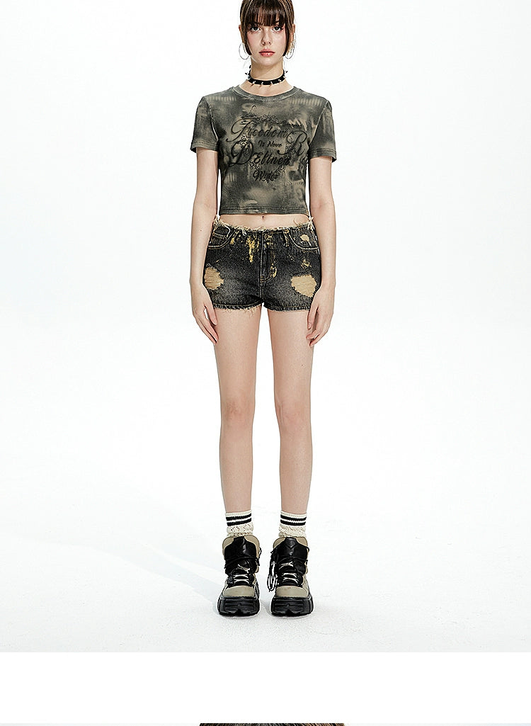 Imone Retro Tie-dye Printing Pit Strip Tee