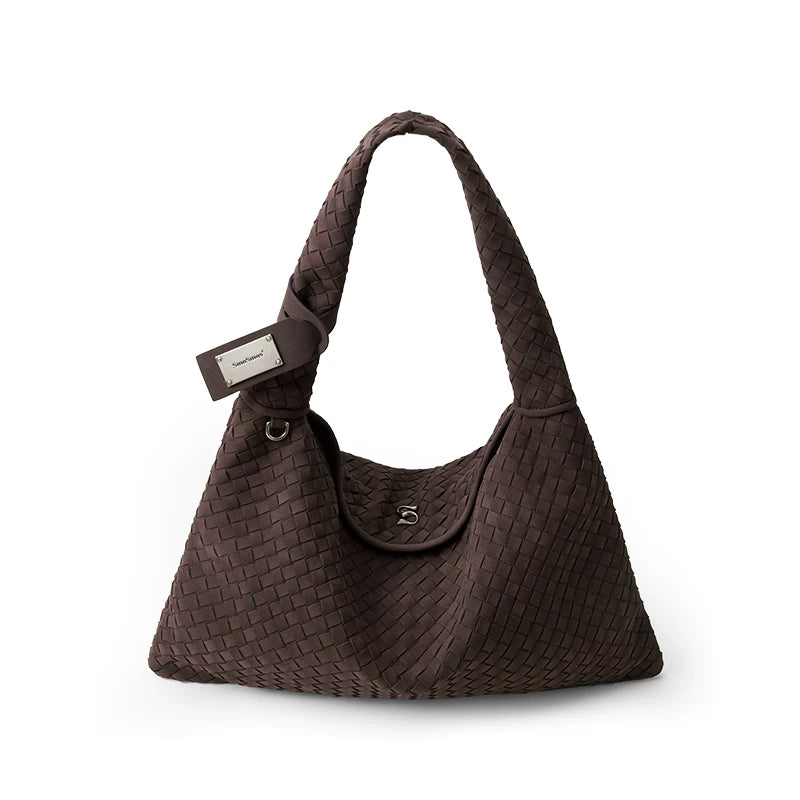 SmoSmos Frosted Leather Vintage Hobo Woven Bag Underarm Bag