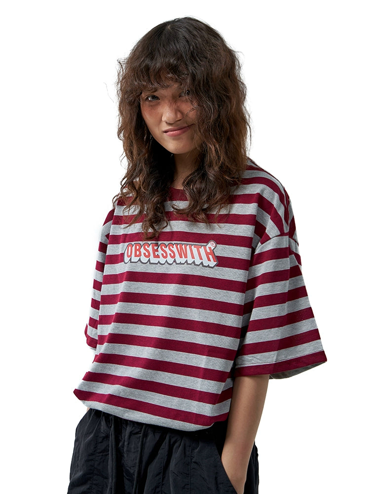 OBSESSWITH Striped Short Sleeve Tee