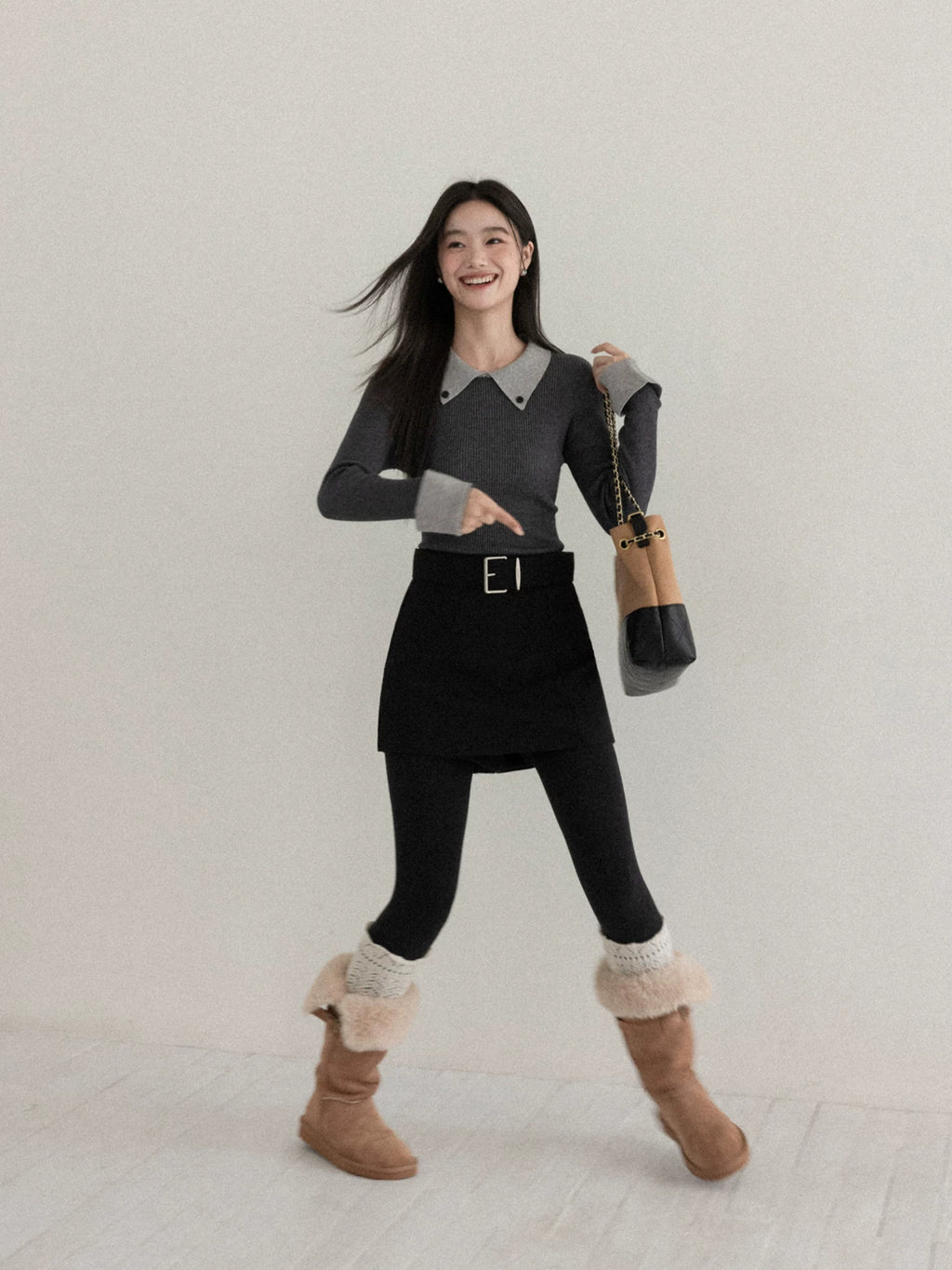 Cantonstory College Lapel Slim-fit Wool Knitted Sweater