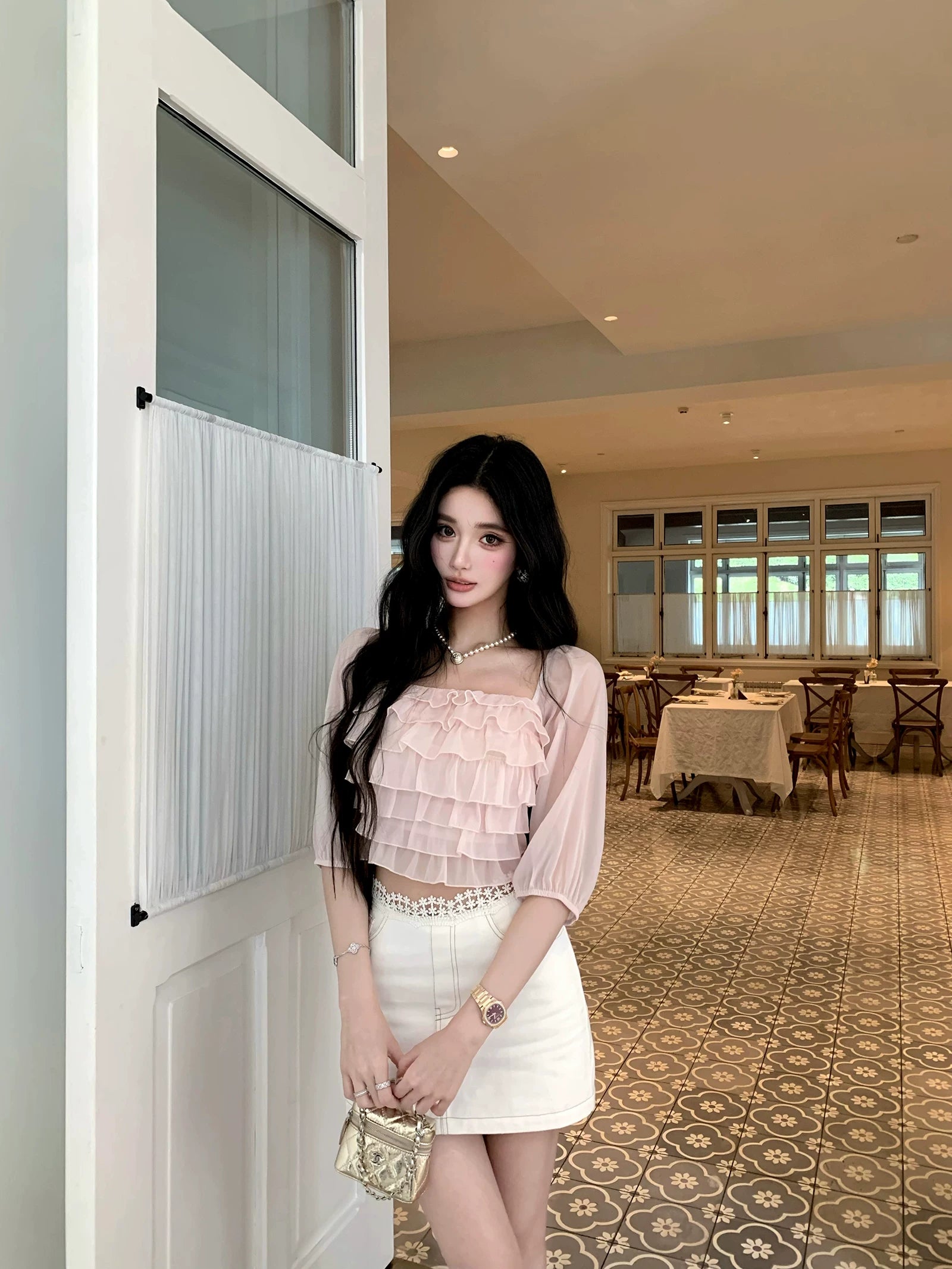 Barb Chill A Pleated Chiffon Top