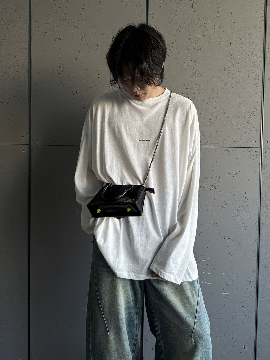 ONENINE34PM Slack Small LOGO Super Loose Long Sleeve