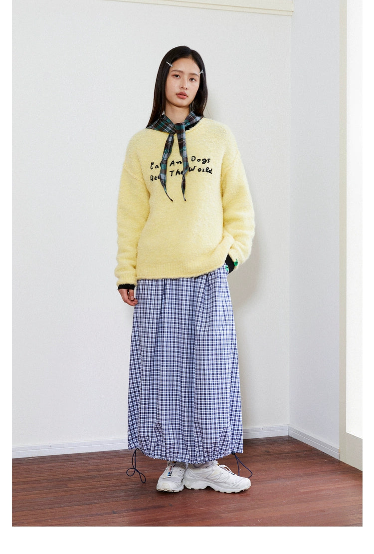 MoodLikeMe Plaid Shawl Headscarf Hat