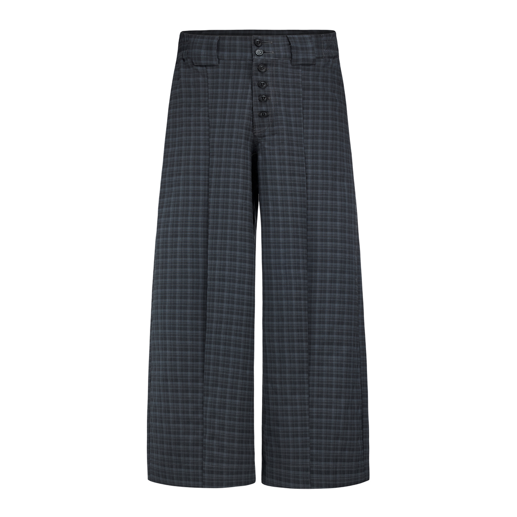 Esaias Vintage Plaid Casual Straight-leg Wide-leg Trousers