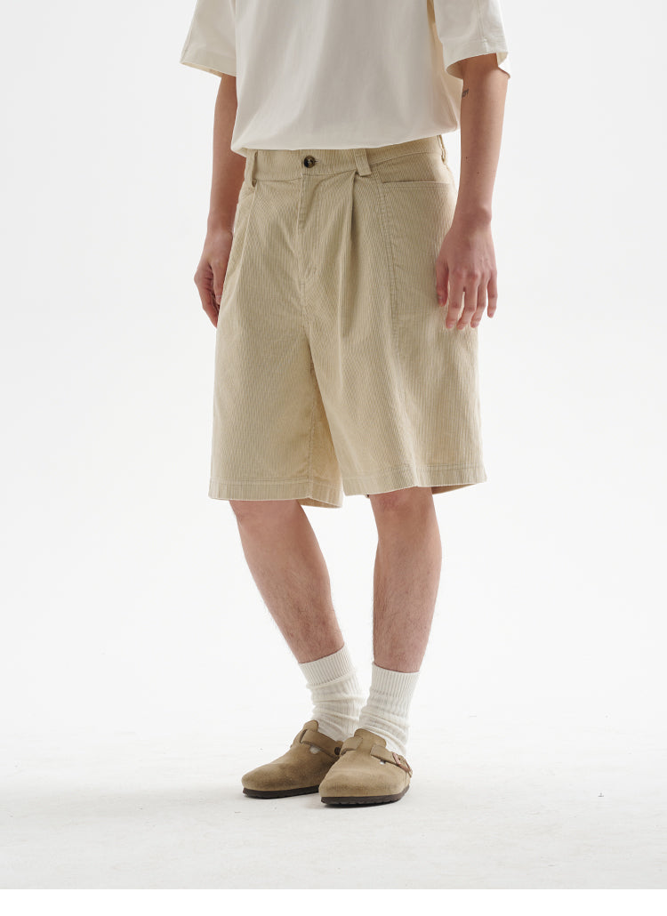 BUTTBILL 25SS Japanese retro 11-pit non-elastic corduroy Shorts