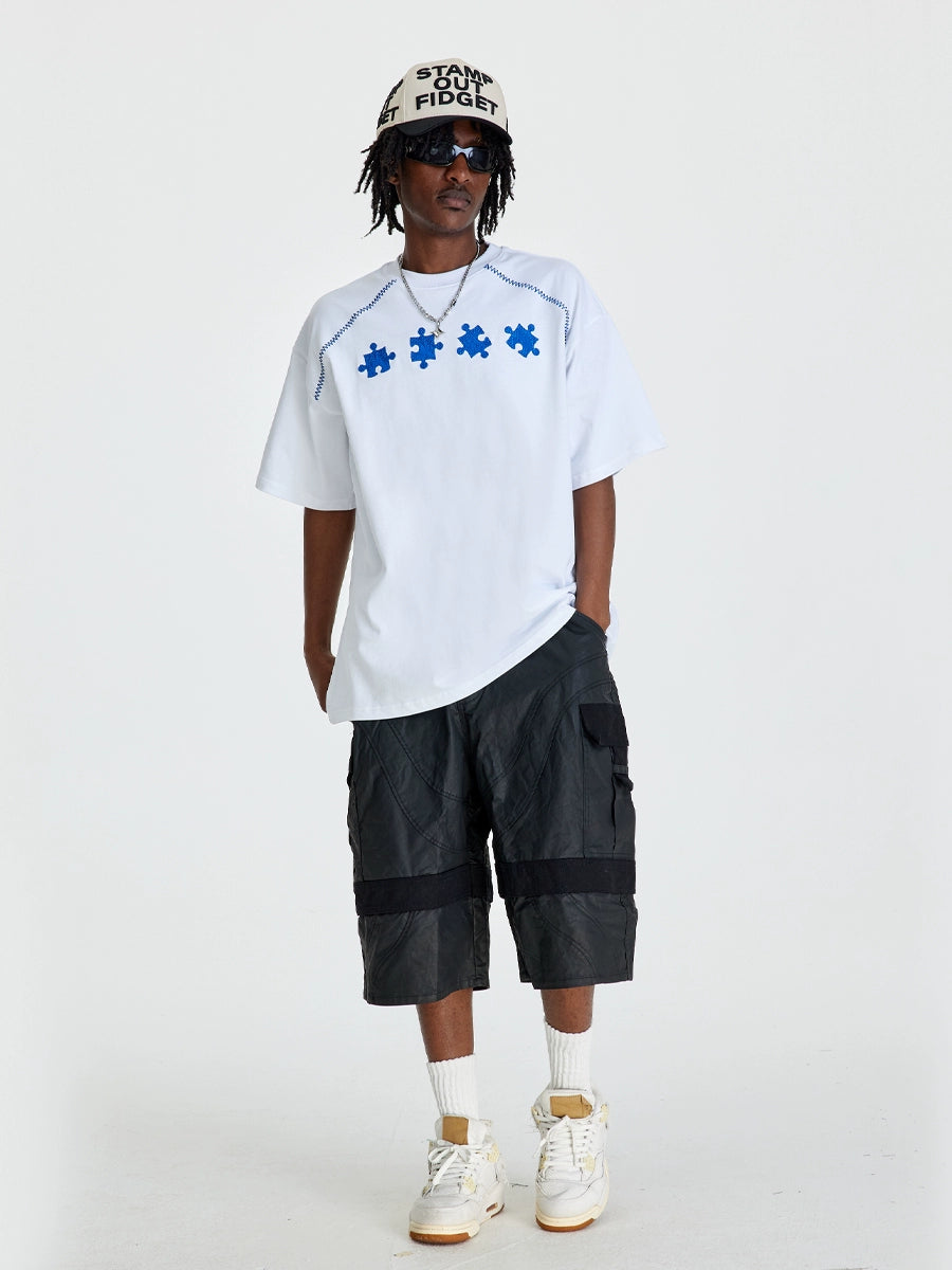 NMK Flame Puzzle Heavy Industry Embroidery Tee