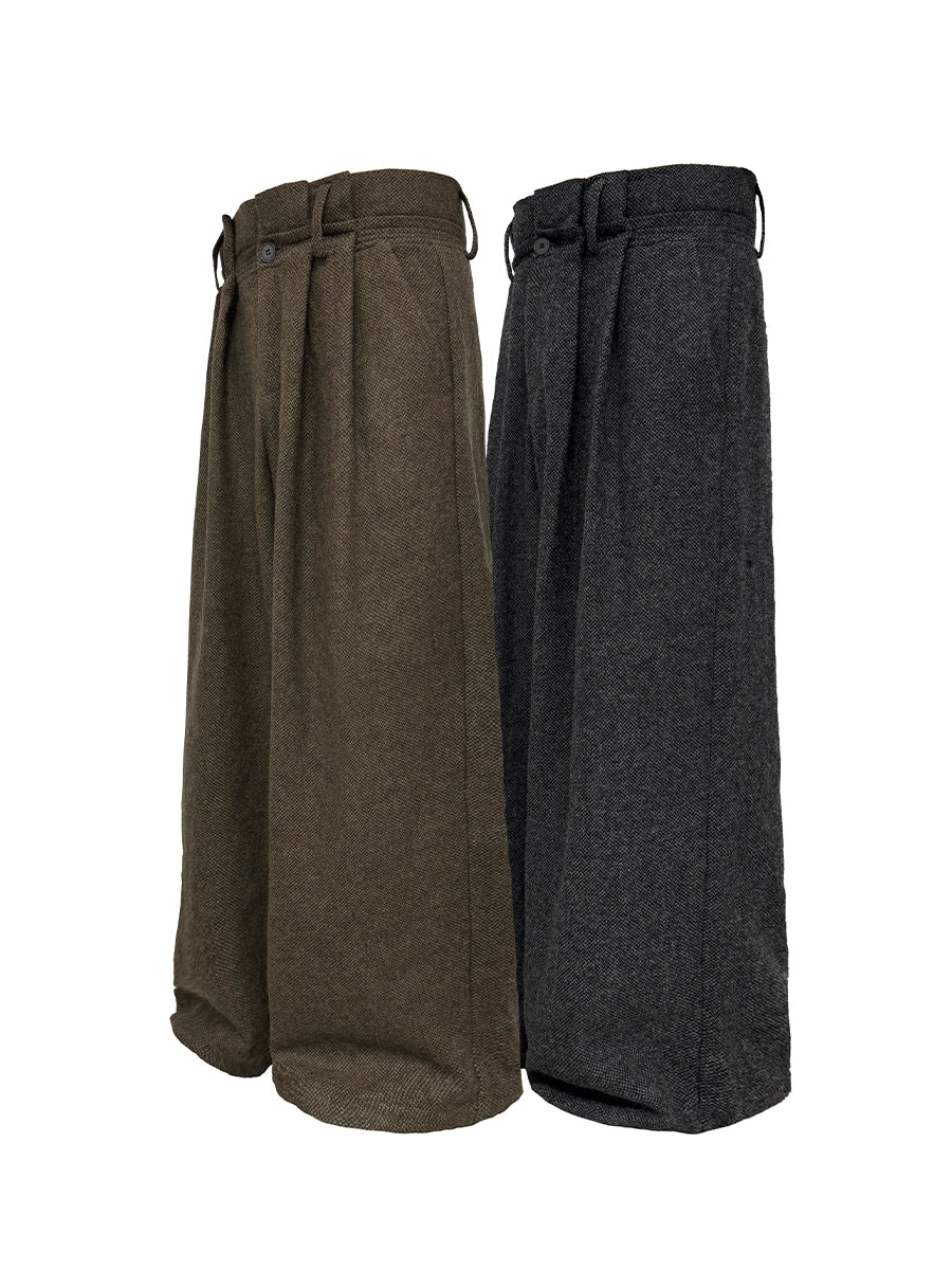JCAESAR WOOL Pinch-pleated Casual Wide-leg Pants