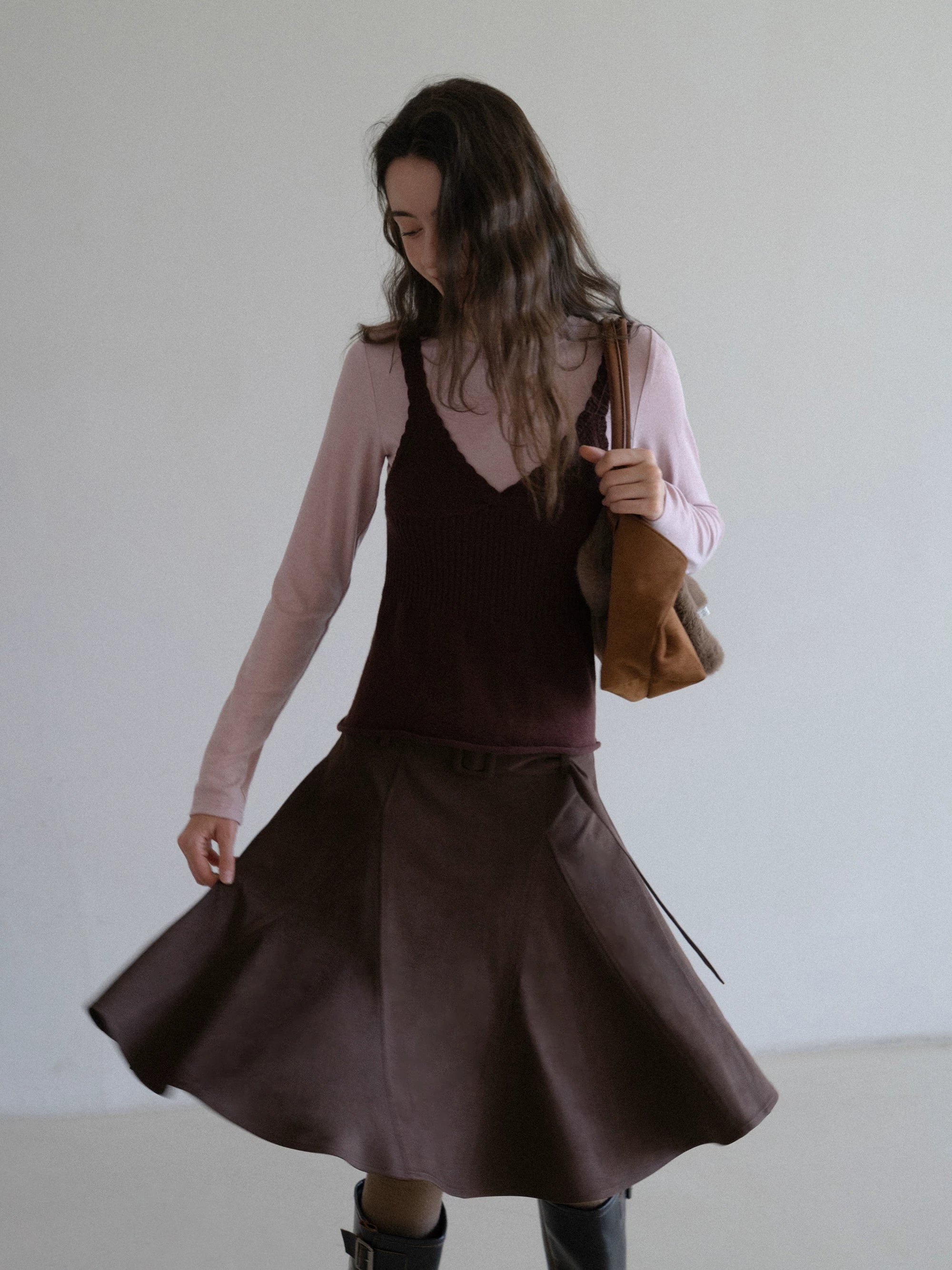 EGGKA Retro High-waisted Temperament Skirt