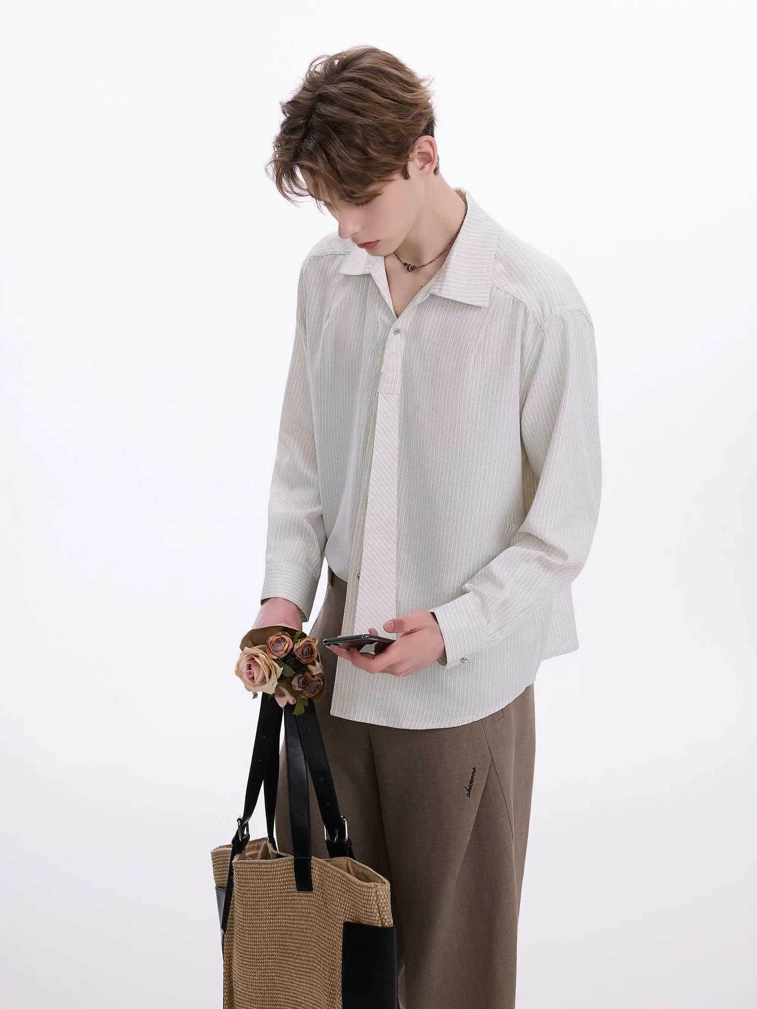 CHOR Casual Tie-up Striped Tie Shirt