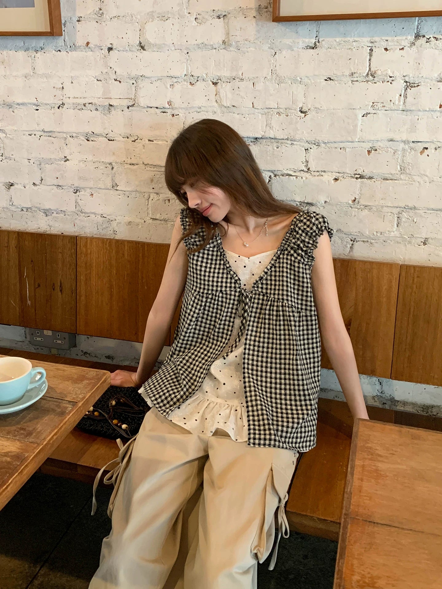 KANO Stacked Suspender Plaid Shirt Set