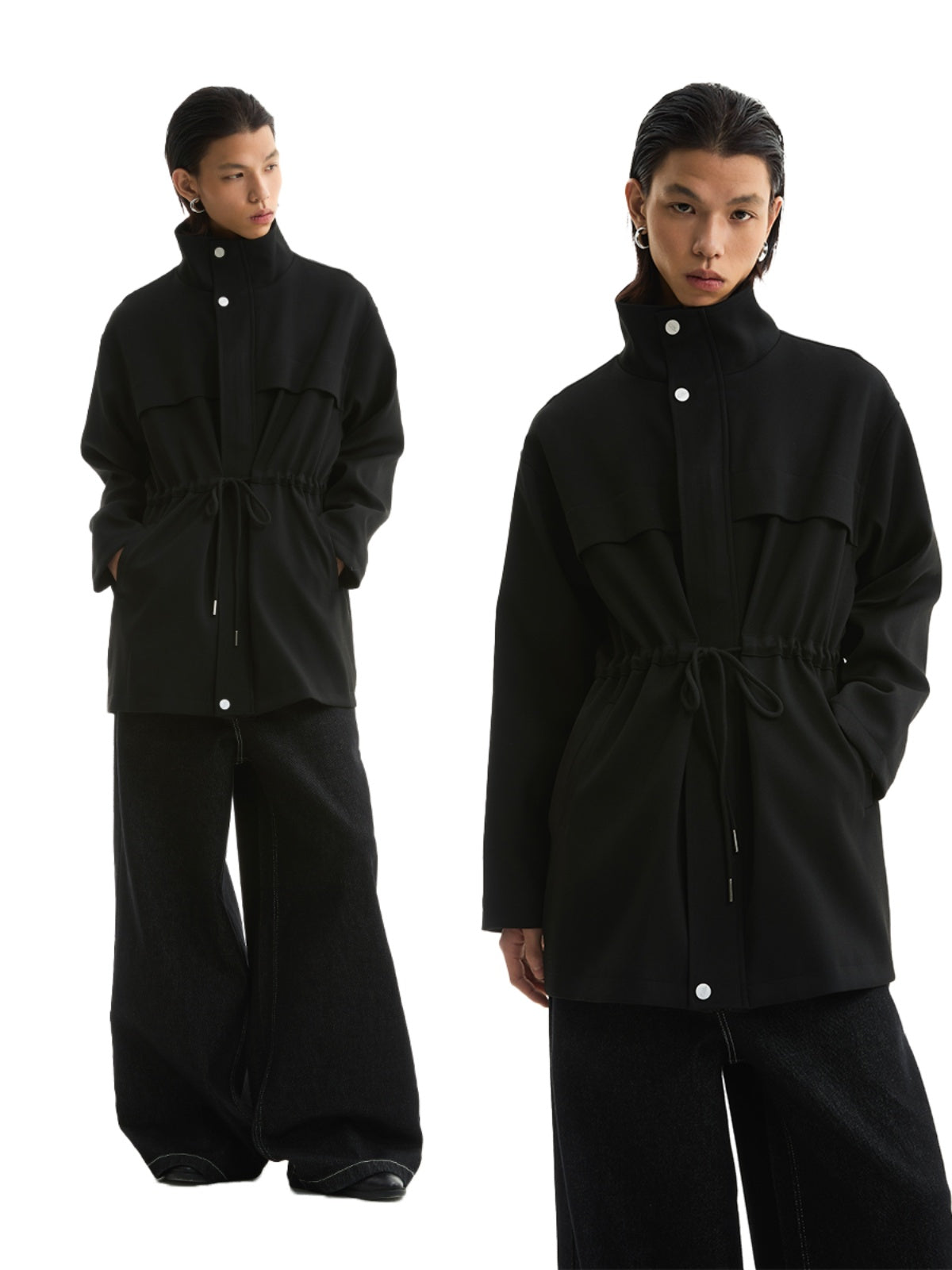 FUNKYFUN Medium and Long Stand-up Collar Suit Jacket