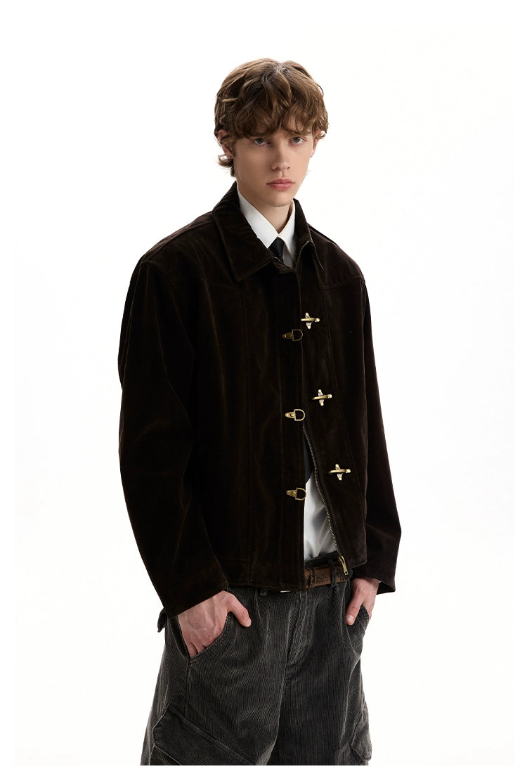 A PUEE Vintage Silhouette Short Suede Jacket