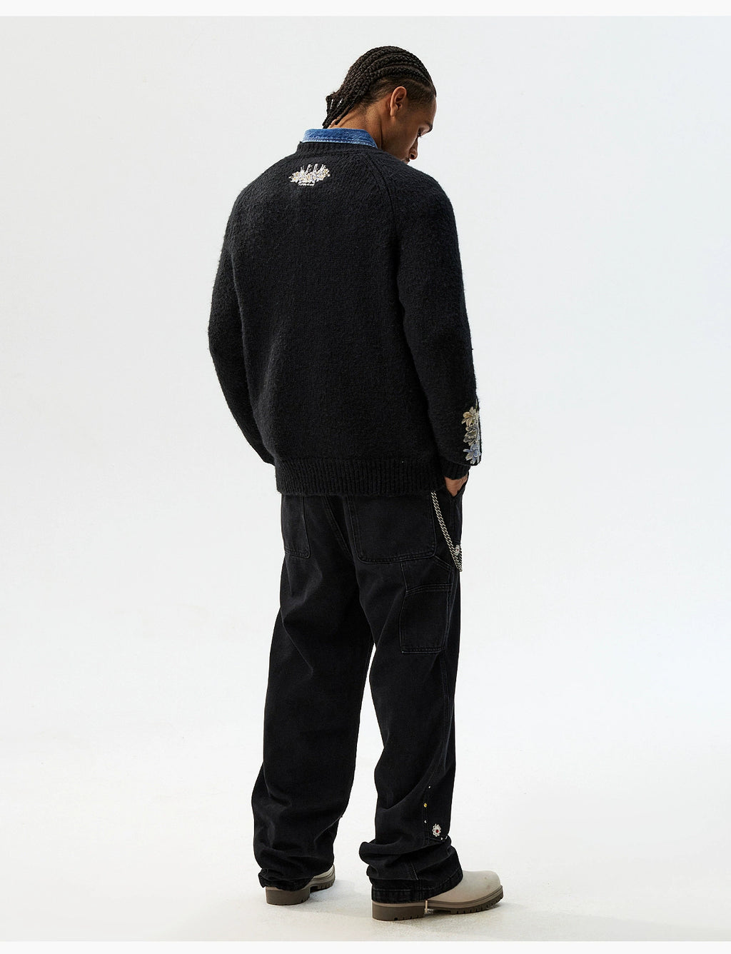 MEDM Floral Mohair Casual Crew Neck Sweater