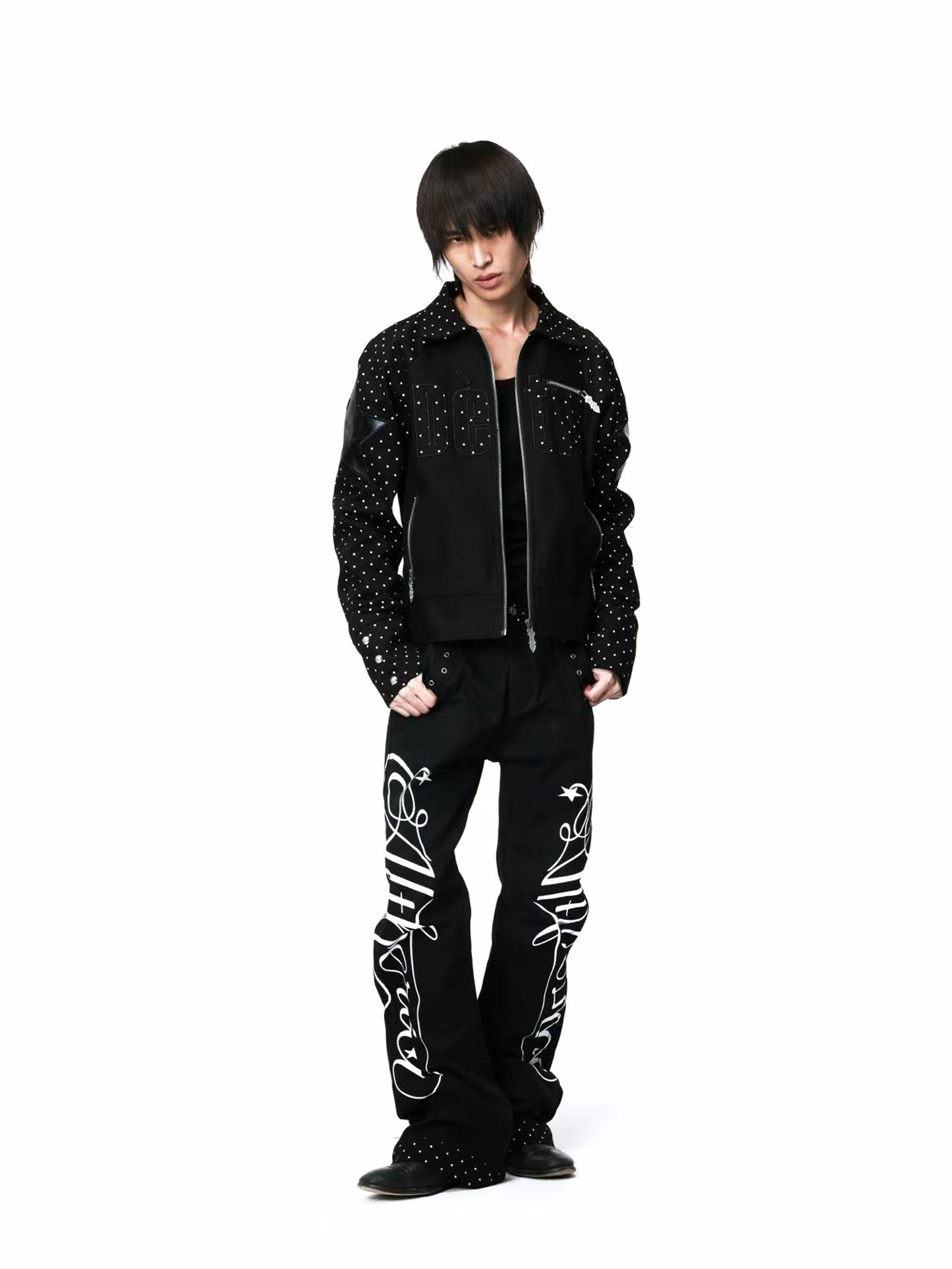 DETW Vintage Polka Dot Splicing Jeans