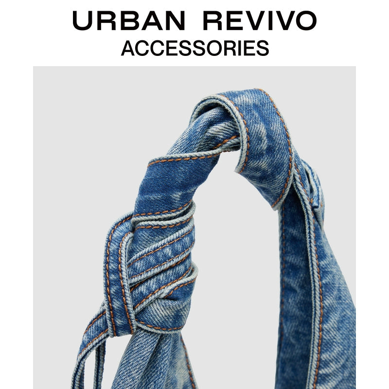 URBAN REVIVO Large Capacity Denim Tote Shoulder Bag