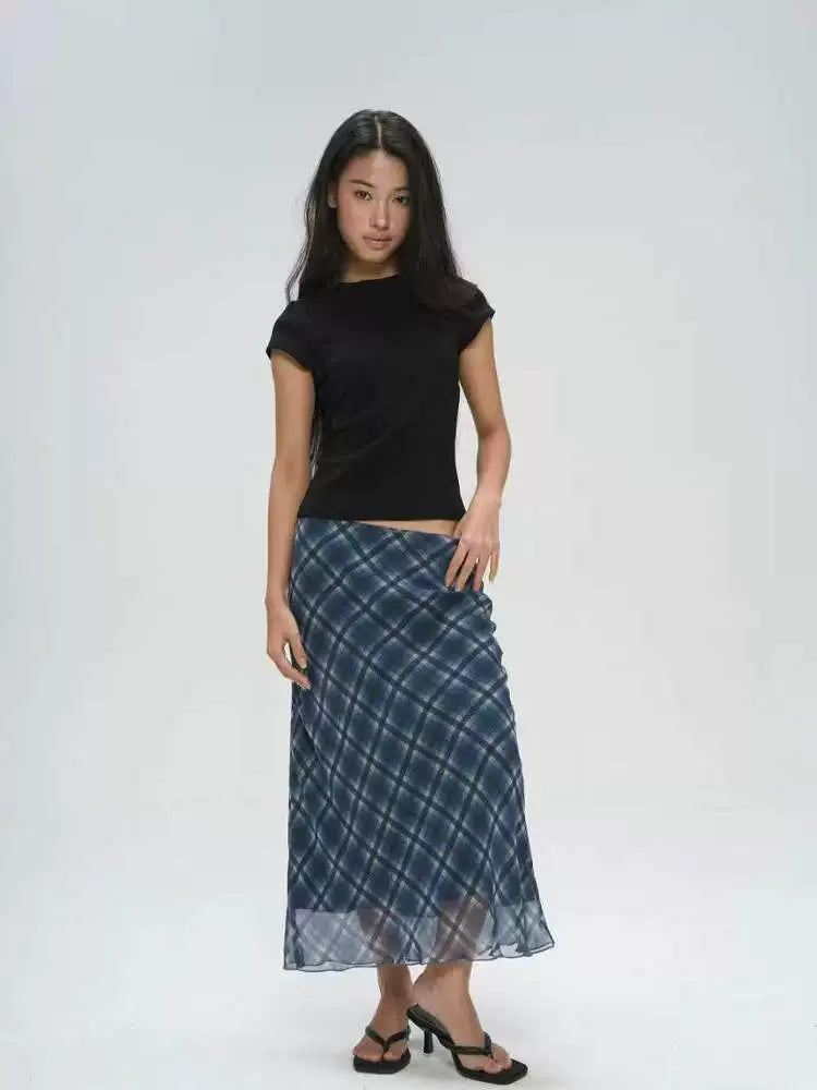 Veryrareme Low-rise Checked Chiffon Skirt