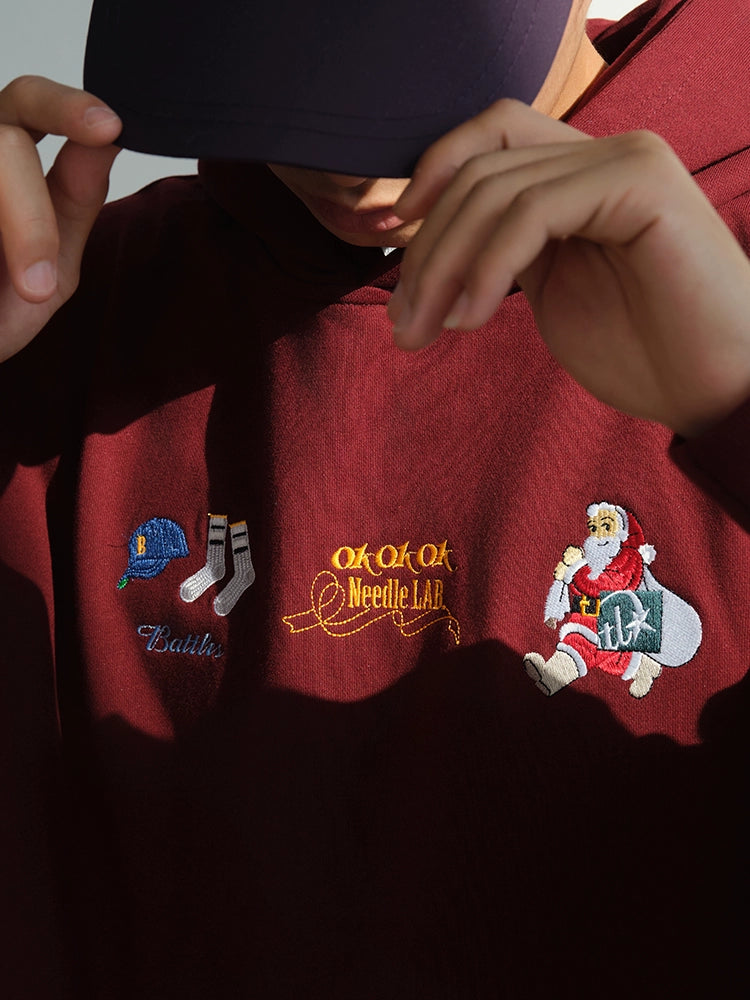 Battles Christmas Embroidered Hooded Sweater