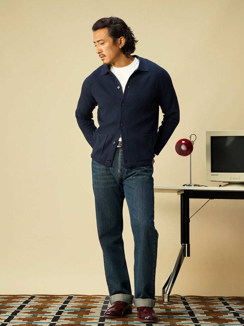 SOARIN Polo Neck Knitted Light Luxury Casual Business Sweater Jacket