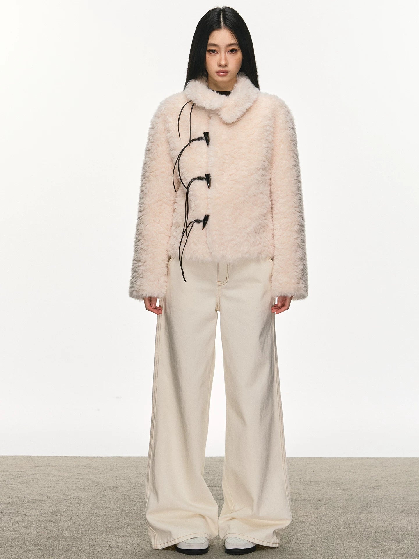 Anna Aneae Croissant Button Lamb Wool Coat