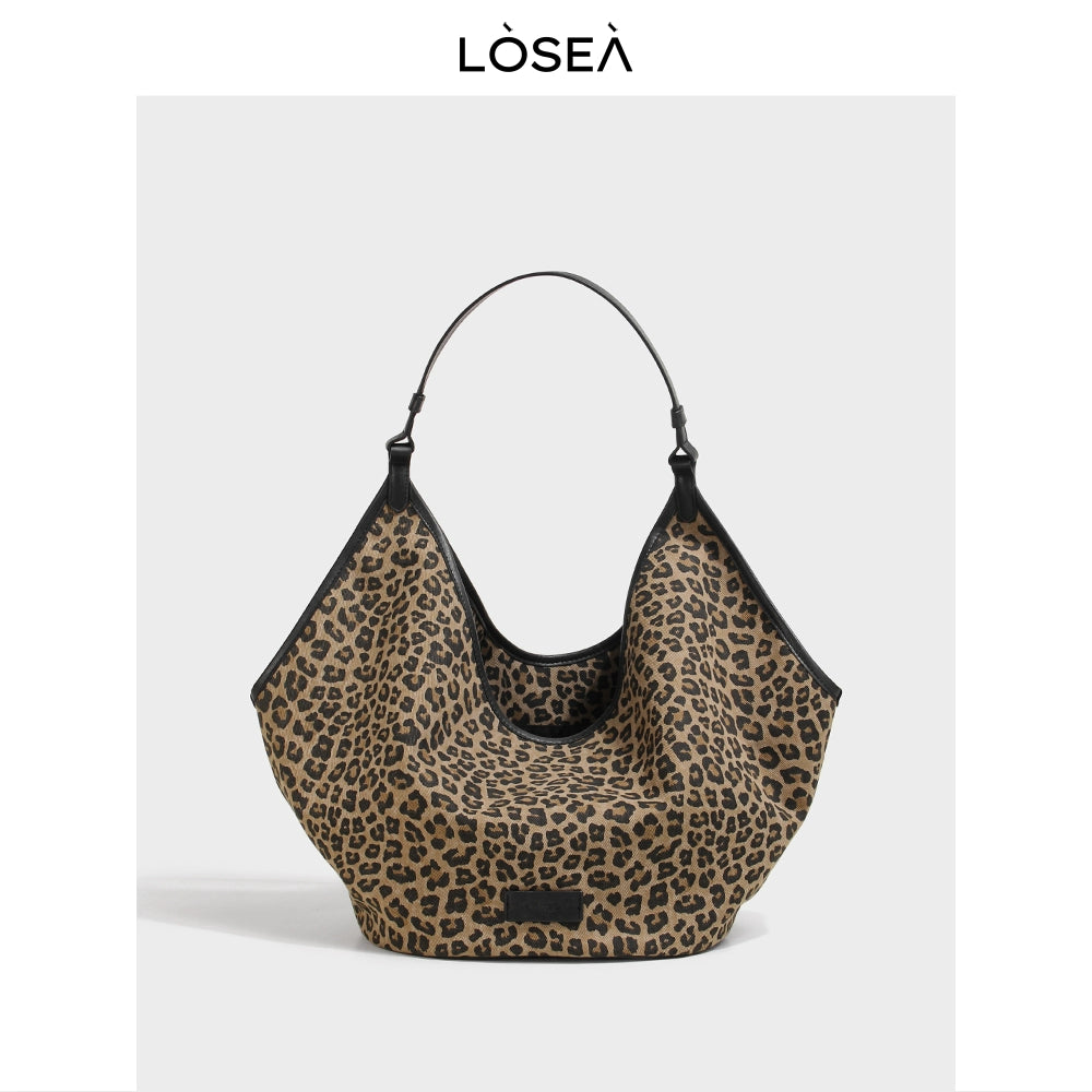 LOSEA Leopard Print Large Capacity Retro Messenger Bag
