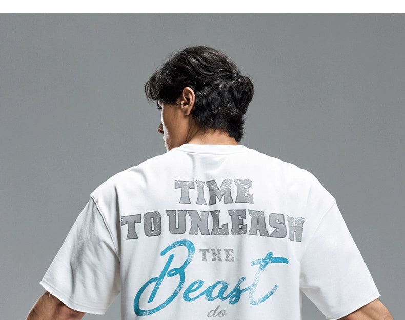 Muscle Dog Contrasting Print Loose Casual Fitness Tee