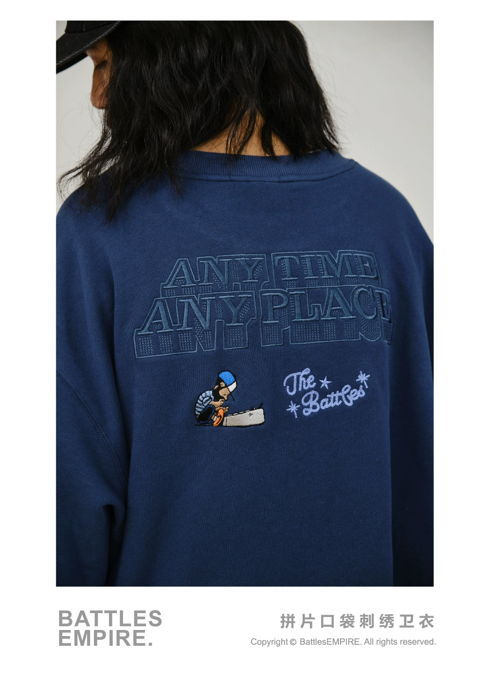 (Clearance) Battles Stitching Zipper Pocket Thick Needle Embroidered Sweater