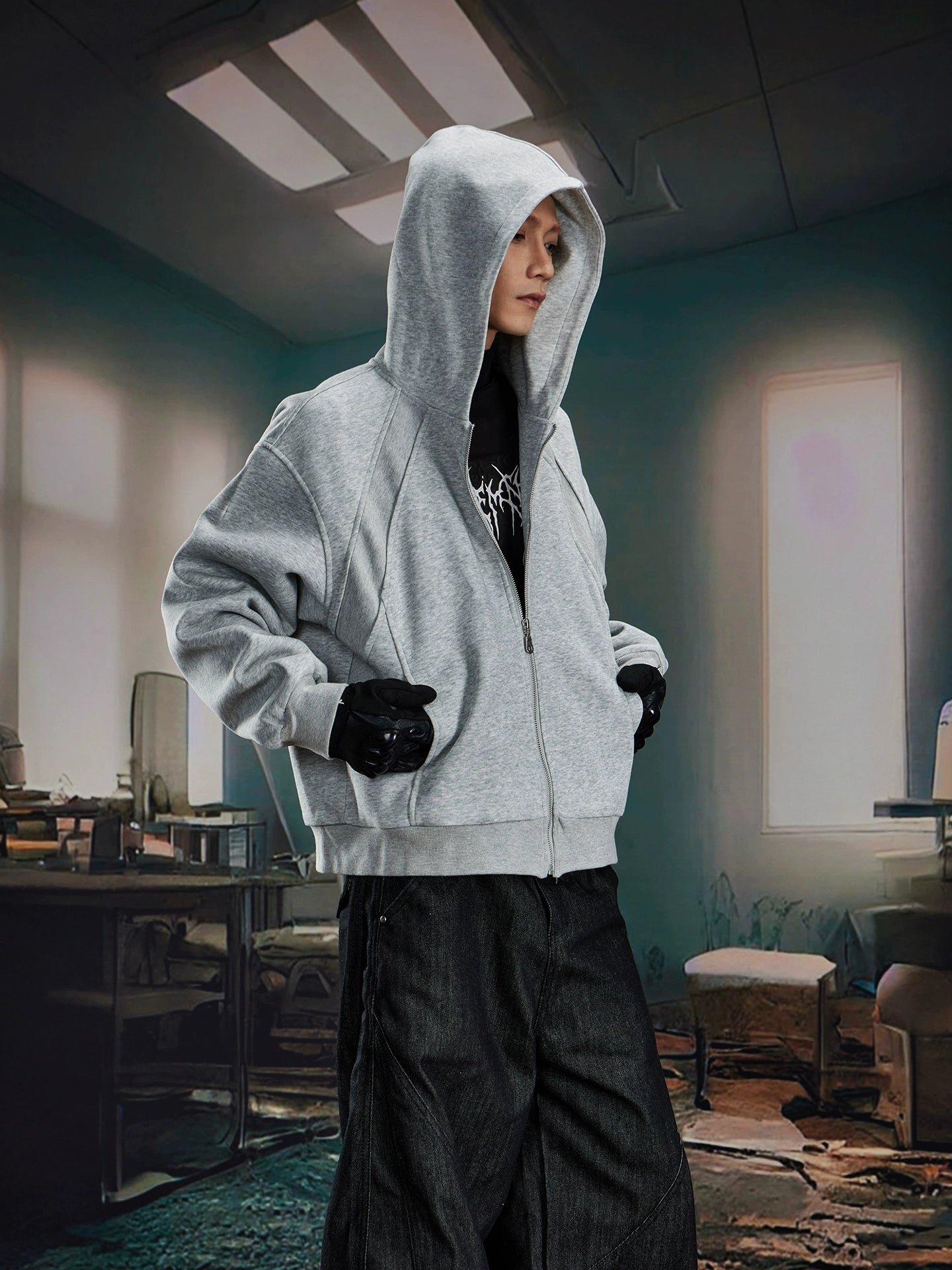 NOMANIAI Simple Casual Loose Zipper Knitted Cardigan Jacket