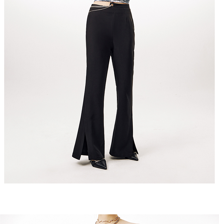 IMONE Asymmetrical High-waisted Metal Chain Micro-pants