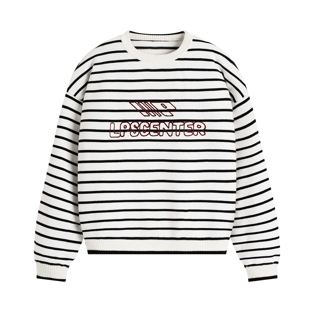 Loopsoon Chain Embroidered Striped Sweater