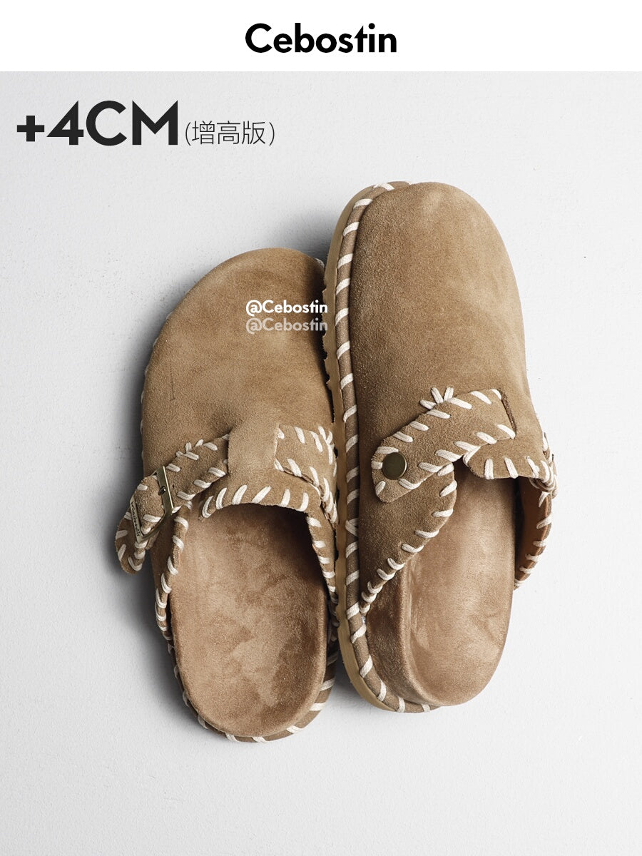 Cebostin 4CM Heightened Version Anti-velvet Handmade Thick-soled Birkenstock Half Slippers