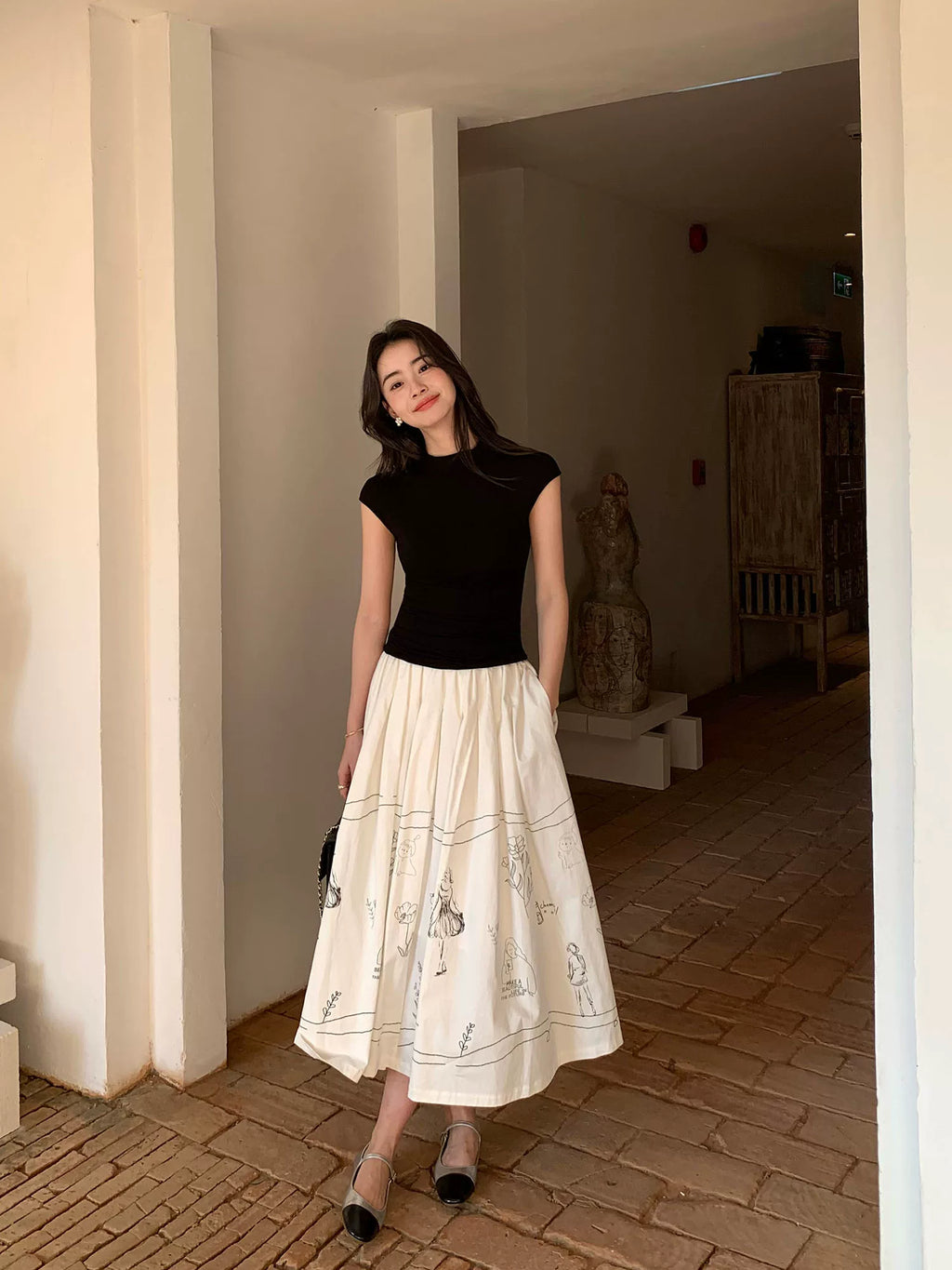 Pusumede Fun Graffiti Loose Skirt
