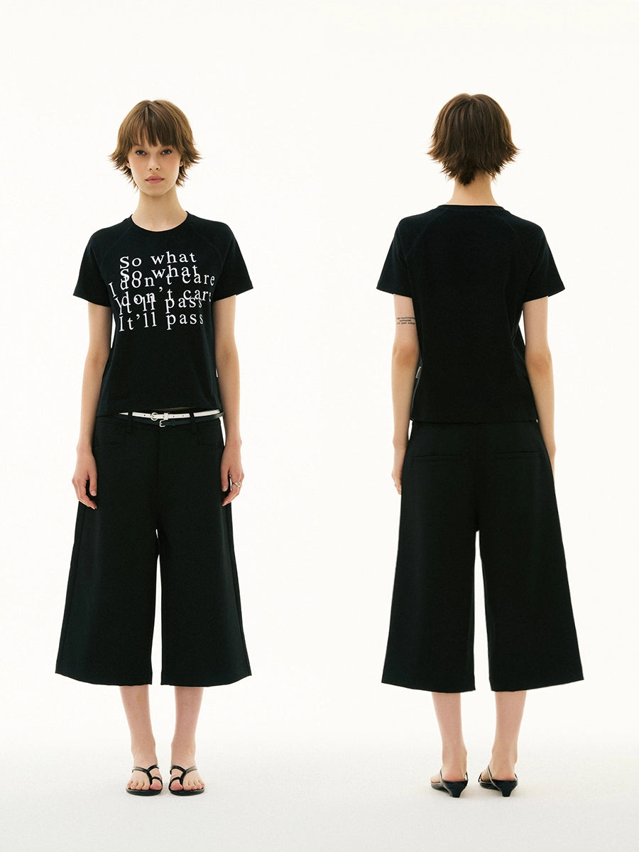 FUNKYFUN Slogan Shoulder Sleeve Loose Tee