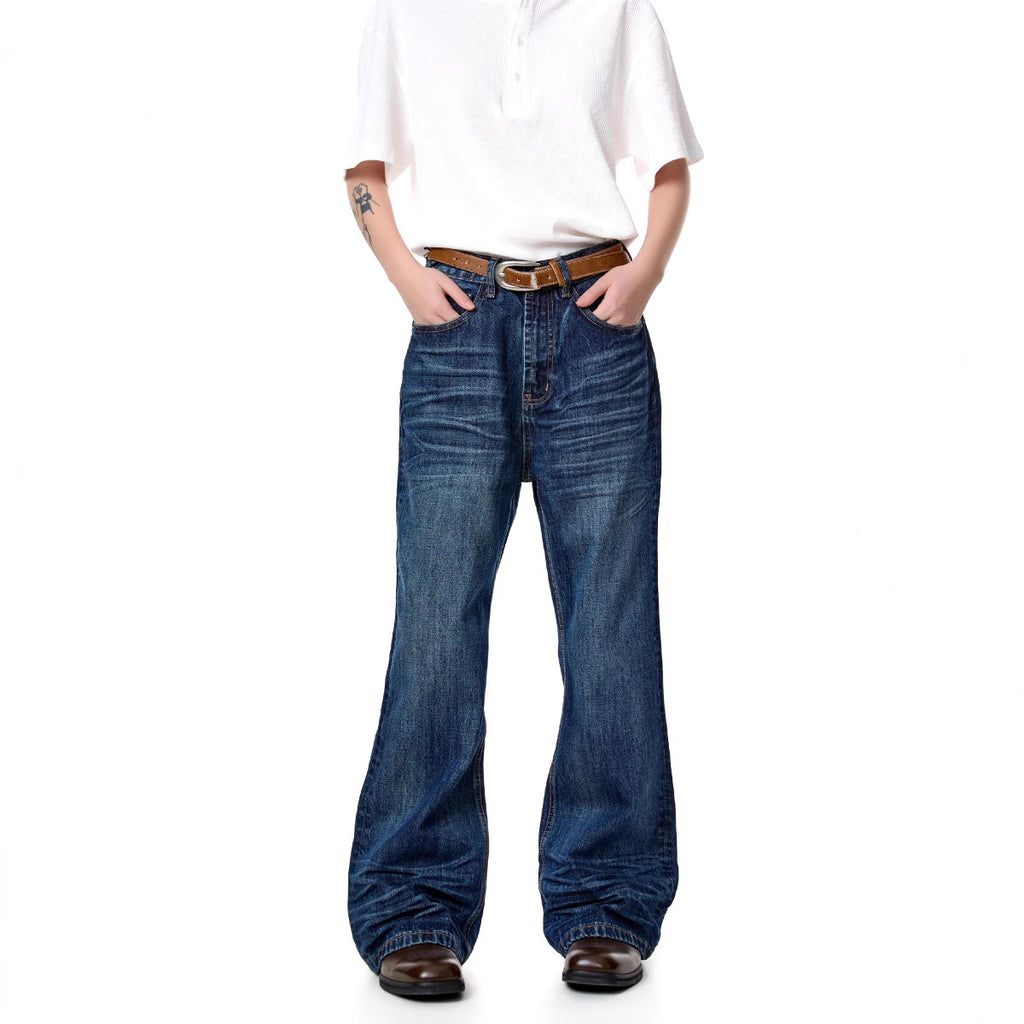 MADEEXTREME Blue Cat Whiskers Straight Loose Jeans