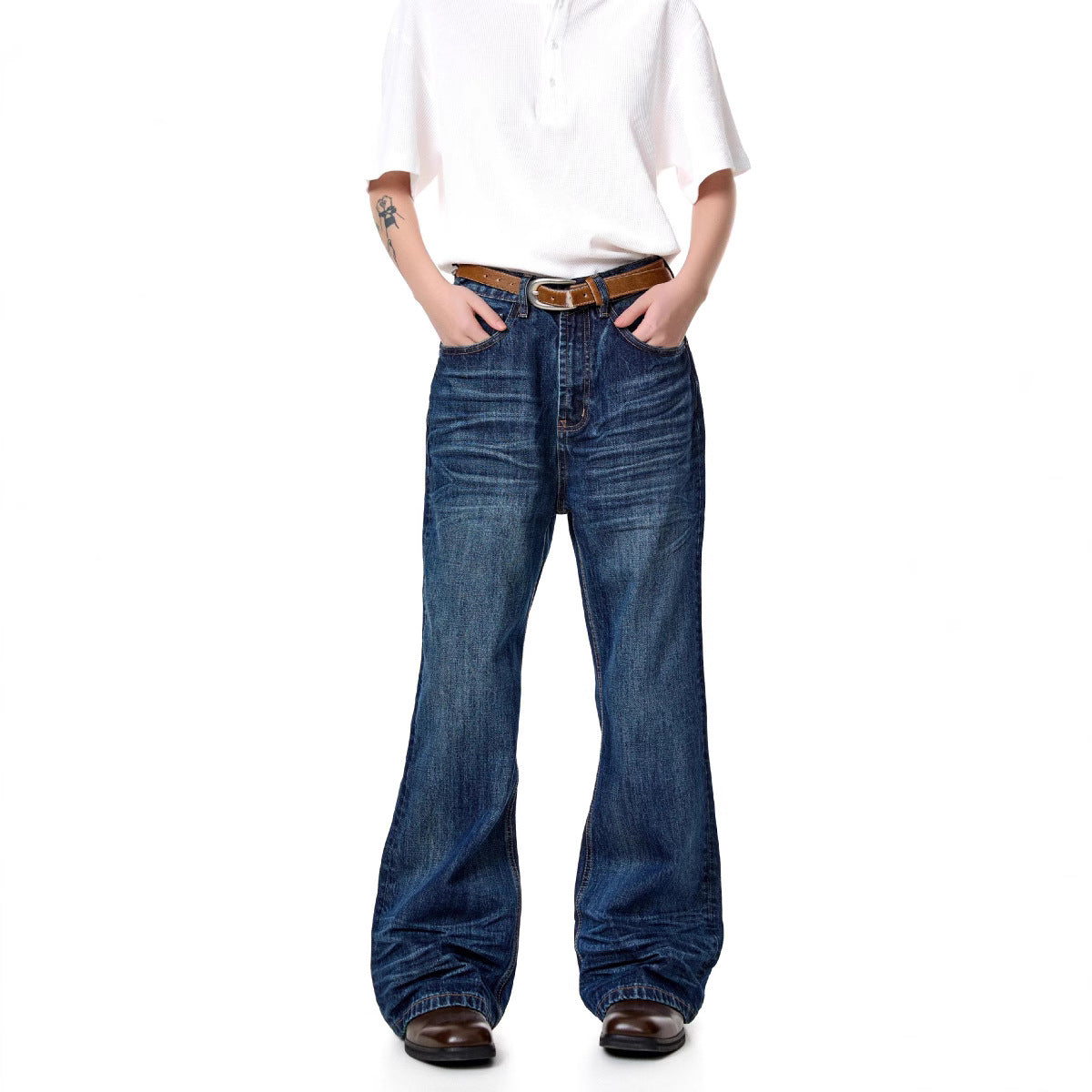 MADEEXTREME Blue Cat Whiskers Straight Loose Jeans