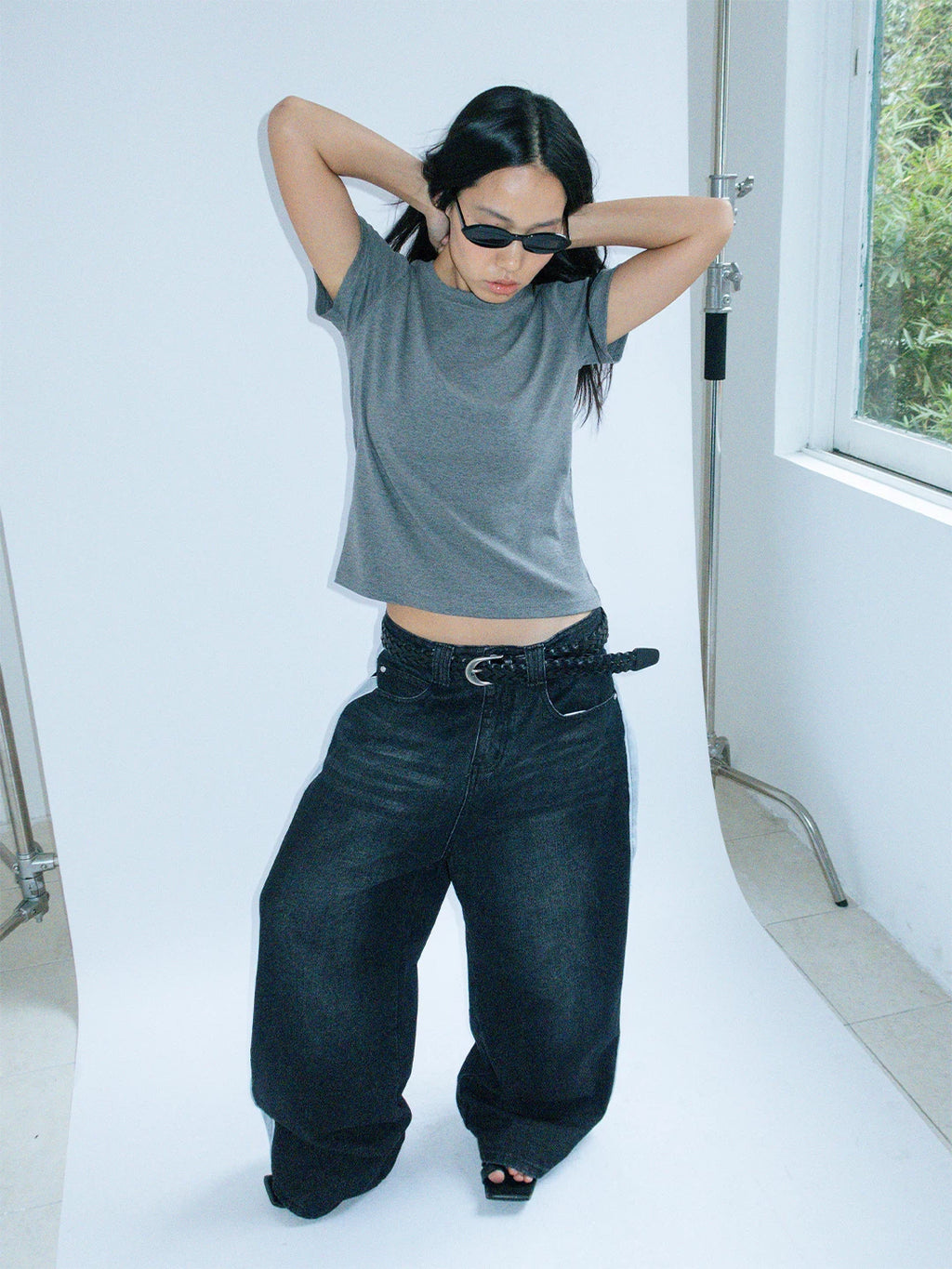 FUNKYFUN Contrast Webbing Jeans