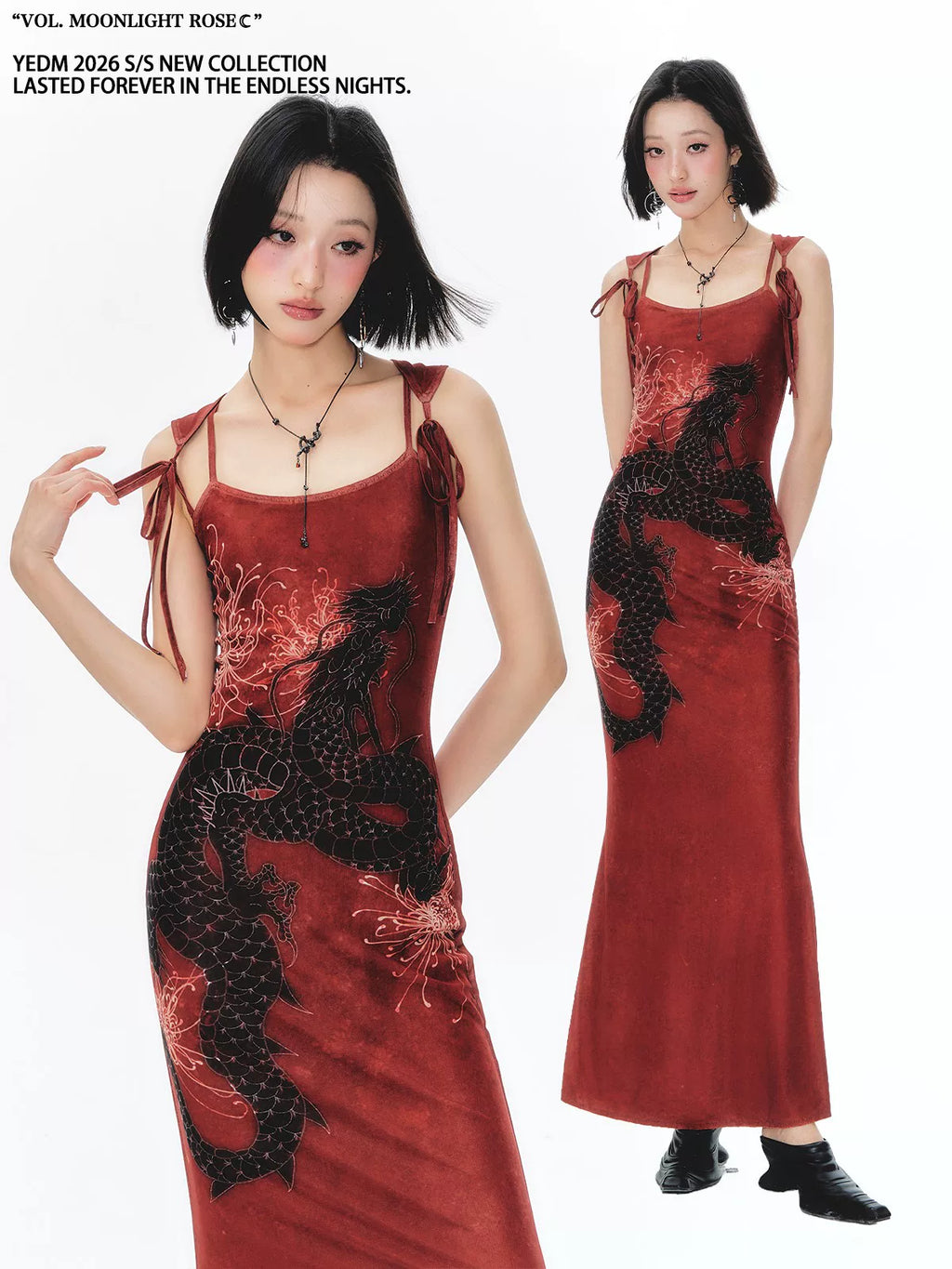 YEDM Retro Slim-fit Suspender Fishtail Dress