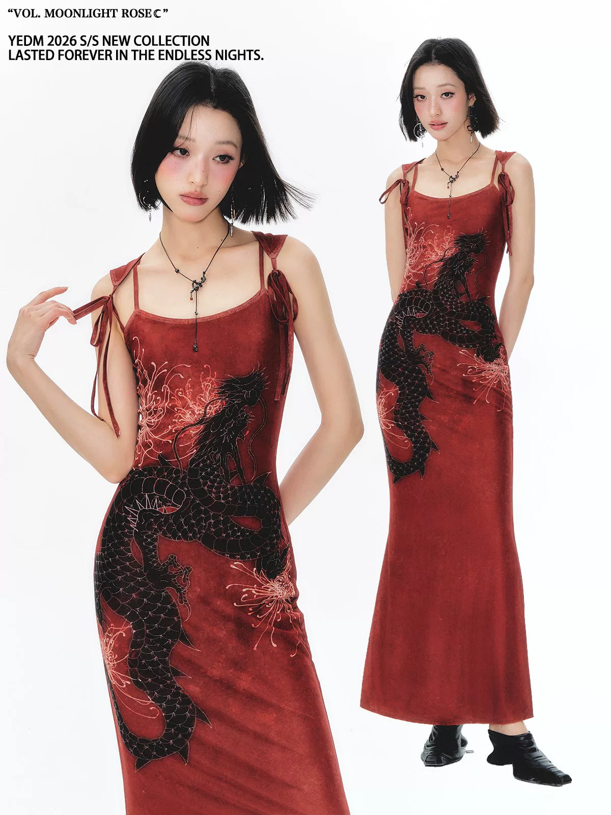 YEDM Retro Slim-fit Suspender Fishtail Dress