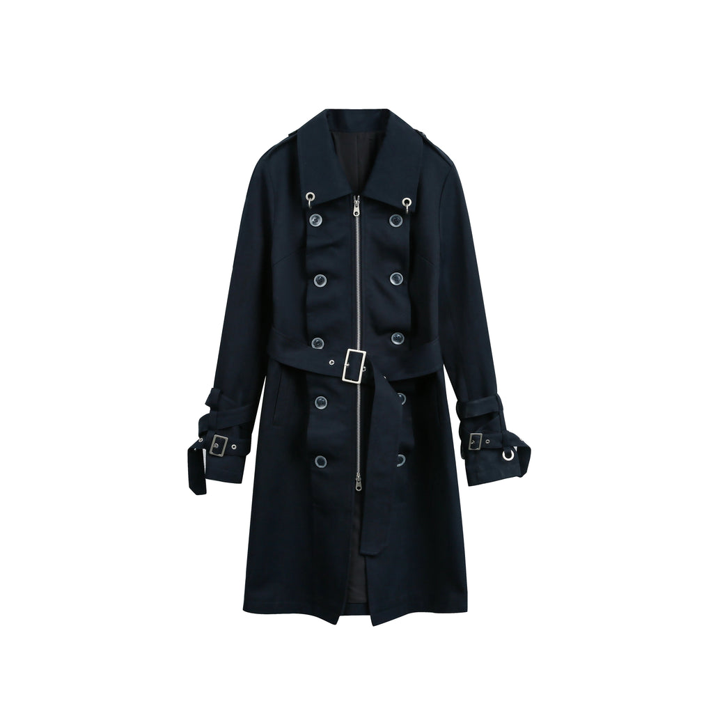 JIKOO Double-breasted Strap-on Slim-fit Jacket