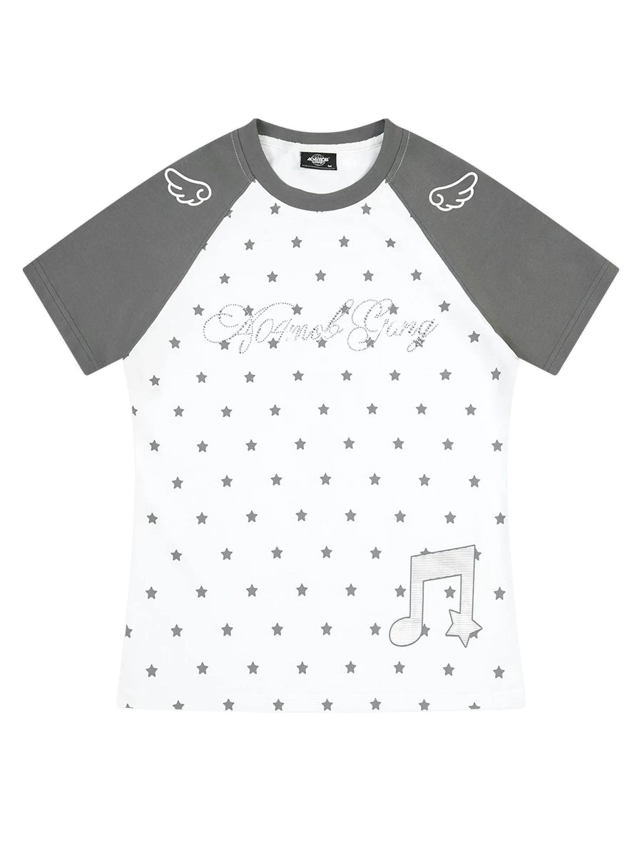 404MOB 3D Hot Drill Full Print Wing Front Shoulder Tee