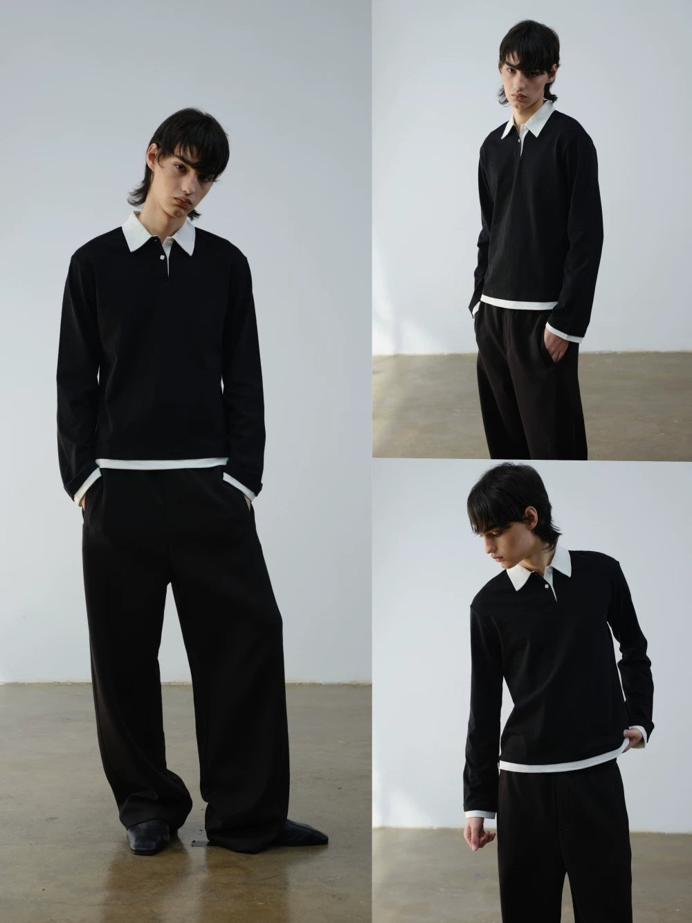 VLABMADE Retro Fake Two-piece Contrasting Long Sleeves