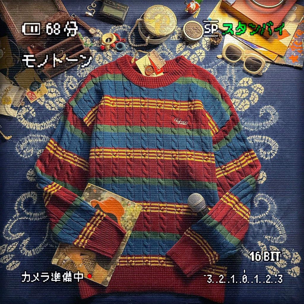 ALOHA Vintage Lazy Striped Knitted Sweater