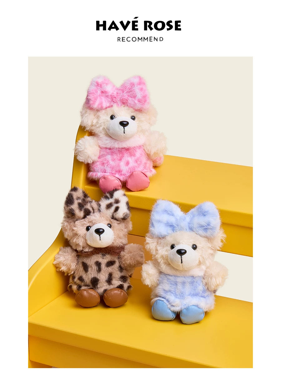 HAVEROSE Leopard Print Bear Pendant Doll Plush Doll