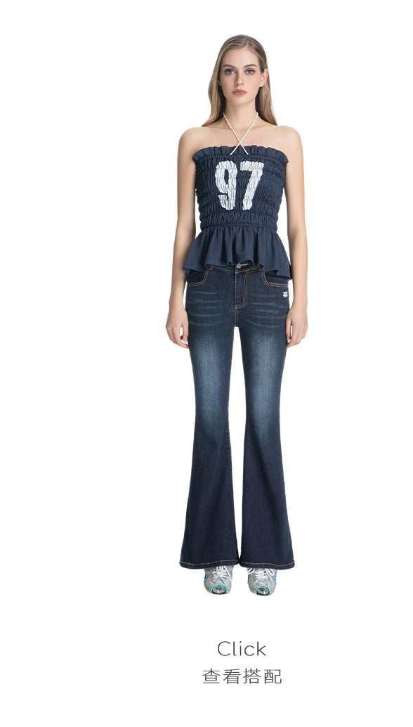 ABMY Pleated Print Neck Tube Top Sling