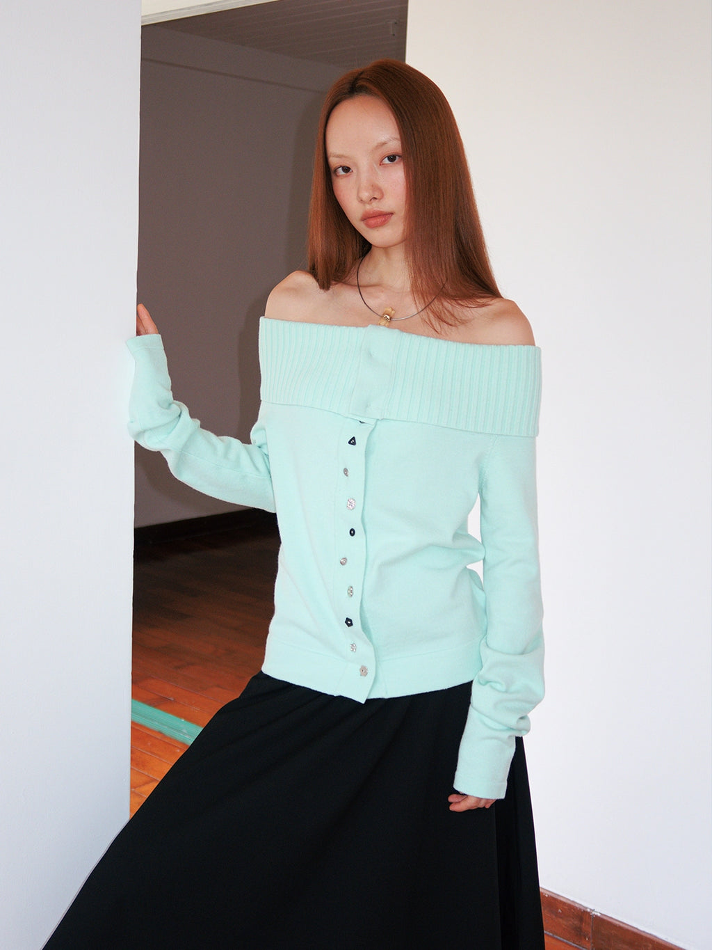 FUNKYFUN Button-embellished Cardigan Knitted Sweater Jacket