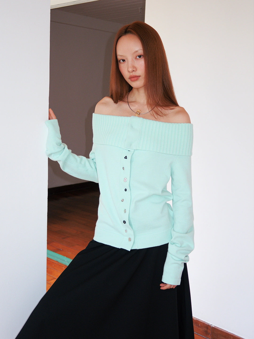 FUNKYFUN Button-embellished Cardigan Knitted Sweater Jacket