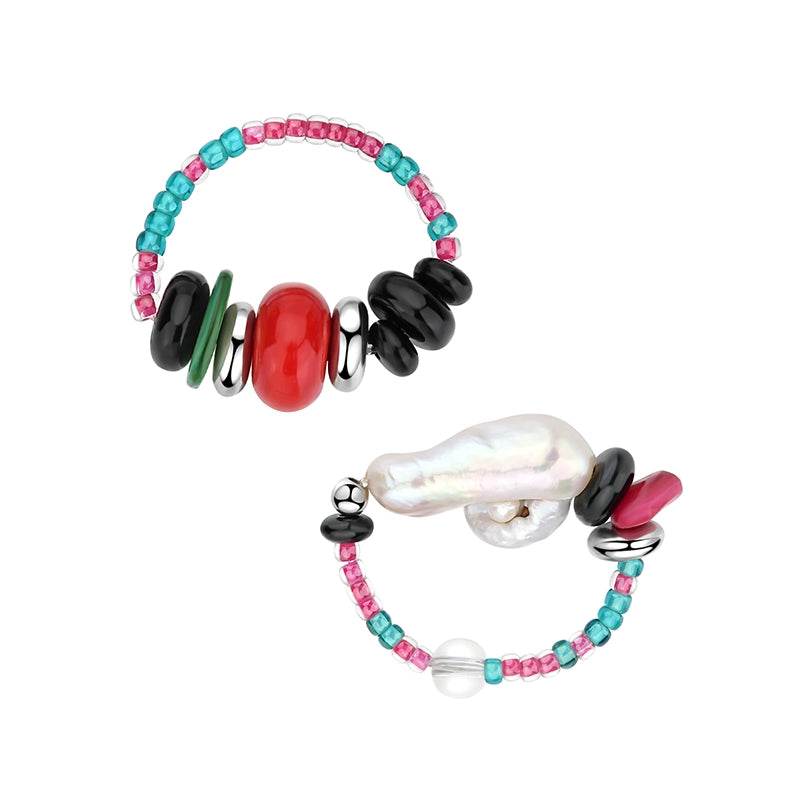 1JINN Natural Colored Stone Pearl Ring